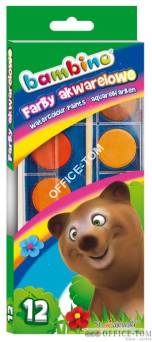 Farby akwarelowe BAMBINO 12 kol. - duża pastylka