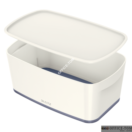 Pojemnik MyBOX mały z pokrywką biało-szary Leitz