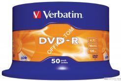 Płyta VERBATIM DVD-R cake box 50 4.7GB 16x Matt Silver