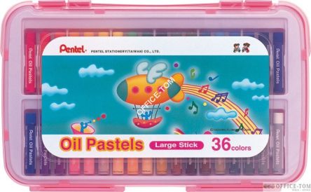 Pastele olejne PENTEL 36-kolorowe o grubszym przekroju w plastkowej walizeczce (różowej)