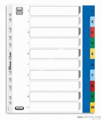 Przekładki A4 MAXI z kolorowego PP NUMERYCZNE 1-10 ELBA