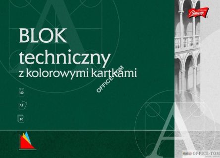 Blok techniczny z kolorowymi kartkami A3, 10k.