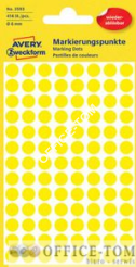 Usuwalne kółka do zaznaczania Ø8mm, 416szt./op. żółte 3593 Avery Zweckform