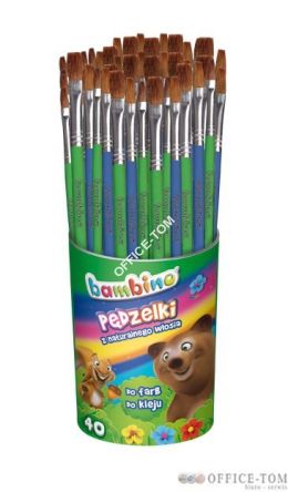 Pędzelki do farb i kleju BAMBINO  40 szt. - kubek St.Majewski