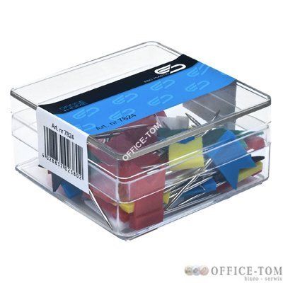 Szpilki E&D Plastic chorągiewki kolorowe 40szt opakowanie plastikowe