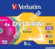 Płyta VERBATIM DVD+RW  slim jewel case  4.7GB  4x  Colour - 7