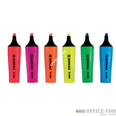 Zakreślacz DONAU D-Fish, komplet 4szt w etui