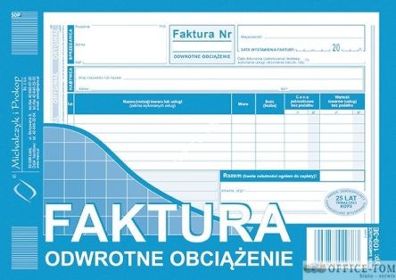 Faktura odwrotne obciążenie (wzór pełny od netto) A5 (o+1k) Michalczyk i Prokop