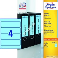 Etykiety AVERY ZWECKFORM na segregatory A4, 100 ark./op., 192 x 61 mm, niebieskie