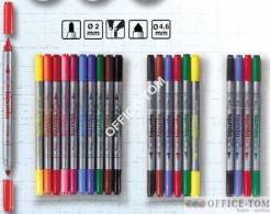 Flamastry DOUBLE POINT 12kolorów  544SW12S  FIBRACOLOR