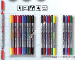 Flamastry DOUBLE POINT 12kolorów  544SW12S  FIBRACOLOR