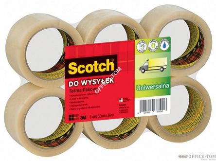 Taśma pakowa Scotch 371 opakowanie 6sztuk Hot-melt przezroczysta 50x66m