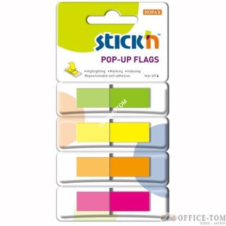 Zakładki indeksujące w podajniku 45X12mm 160/4 kolory STICK\'N