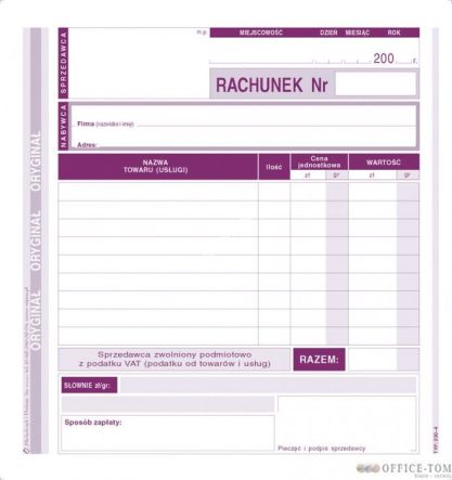 Rachunek MICHALCZYK I PROKOP 2/3 A5 80 kartek