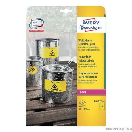 Etykiety Heavy Duty Avery Zweckform, żółte, 99,1 x 139mm, 20 ark. Avery Zweckform