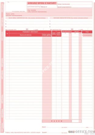 Arkusz spisu z natury MICHALCZYK I PROKOP A4 (pion) 48 kartek