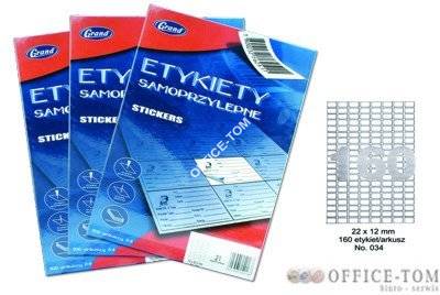 Etykiety samoprzylepne GRAND - 034 22*12/160 034
