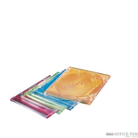 Płaskie pudełko na CD/DVD ESSELTE DATALINE(5 x 142 x 125), pomar./ziel/czer/nieb/przezr.