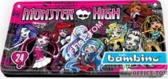 Kredki BAMBINO  24-kol.   w pud.metalowym MONSTER HIGH St.Majewski