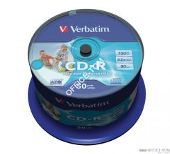 Płyta VERBATIM CD-R  cake 50  700MB  52x  do nadruku Inkjet  DataLife+ AZO