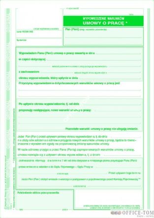 Wypowiedzenie warunków umowy o pracę MICHALCZYK I PROKOP A5 40 kartek