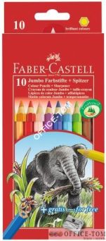 Kredki Jumbo Kpl Karton 10 Szt + Temperówka FABER-CASTELL