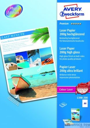 Papier Fotograficzny błyszczący obustronnie powlekany 200g Avery Zweckform A4 200 arkuszy