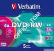 Płyta VERBATIM DVD-RW  slim jewel case  4.7GB  4x  Colour - 7