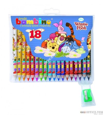 Kredki BAMBINO w opr.drew. 18 kol. z nadrukiem + temperówka DISNEY KUBUŚ  St.Majewski