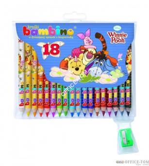 Kredki BAMBINO w opr.drew. 18 kol. z nadrukiem + temperówka DISNEY KUBUŚ  St.Majewski