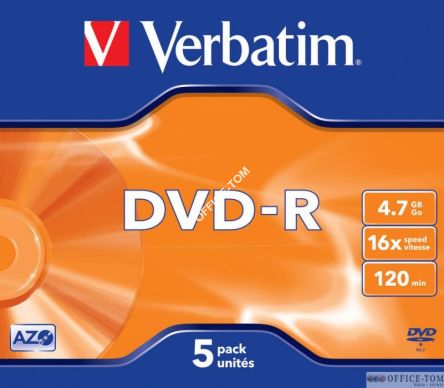 Płyta VERBATIM DVD-R  jewel case  4.7GB  16x  Matt Silver