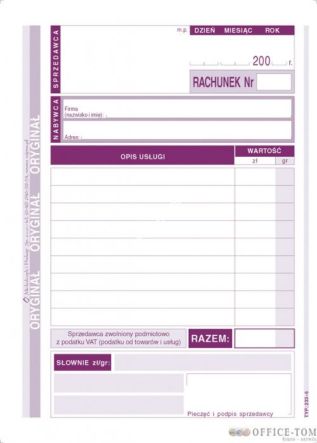 Rachunek MICHALCZYK I PROKOP A6 (pion) 80 kartek