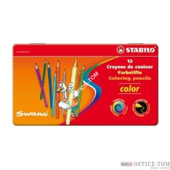 Kredki szkolne STABILO color, zestaw 12 szt. w pudełku metalowym \"Swan\"