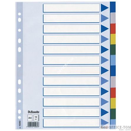 Przekładki plastikowe z PP A4 ESSELTE, 12 kart