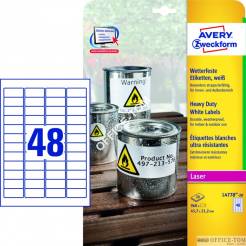 Etykiety Heavy Duty Avery Zweckform, A4, 20 ark./op., 45,7 x 21,2 mm, białe, poliestrowe