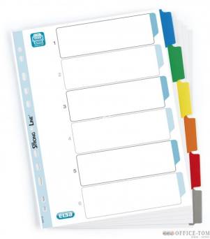 Przekładki kartonowe A4 MYLAR Z KOLOR 6 kartek wzmocnione indeksy ELBA