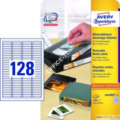 Etykiety AVERY ZWECKFORM na przezrocza A4, 25 ark./op., 43,2 x 8,5 mm, białe, usuwalne