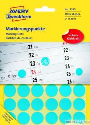 Kółka do zaznaczania kolorowe Avery Zweckform, 1056 etyk./op., Ø18 mm, niebieskie
