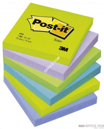 Bloczki samoprzylepne 3M POST-IT® 654N 76x76 Jaskrawozielony 100k
