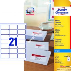 Etykiety AVERY ZWECKFORM adresowe białe A4, 25 ark./op., 63,5 x 38,1 mm, białe