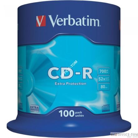 Płyta VERBATIM CD-R cake box 100 700MB 52x Extra protection