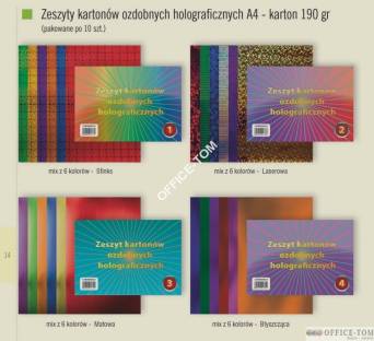 Zeszyt kartonów ozdobnych holograf.A4 190gr-1 CORMORAN *7771
