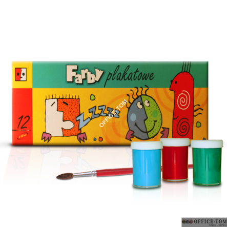 Farby plakatowe 12 kolorów 20 ml JEDNOŚĆ
