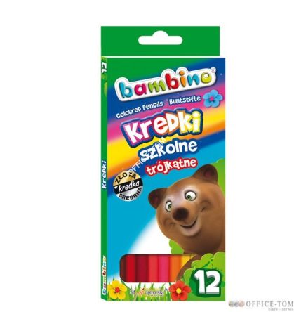 Kredki BAMBINO trójkątne 12 kol. dł. 18 cm w pud.kart. St.Majewski