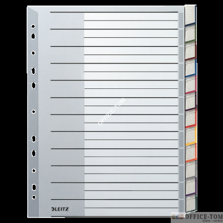 Przekładki plast. szare PP, z indeksami z możliwością opisu LEITZ
