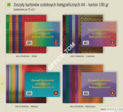 Zeszyt kartonów ozdobnych holograf.A4 190gr-2 CORMORAN *7788