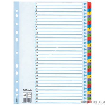Przekładki kartonowe Mylar A4 ESSELTE, biały 1-31