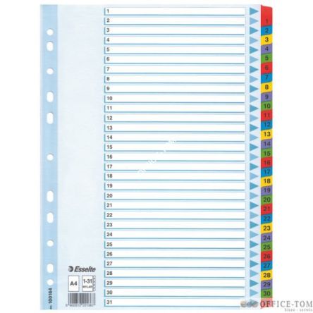 Przekładki kartonowe Mylar A4 ESSELTE, biały 1-31