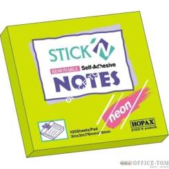 Bloczki samoprzylepne STICK\'N  76x76 Neonowy-zielony 100k