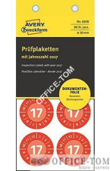 Etykiety inspekcyjne NoPeel 2017 Ø30mm, 80szt. czerwone 6938 Avery Zweckform